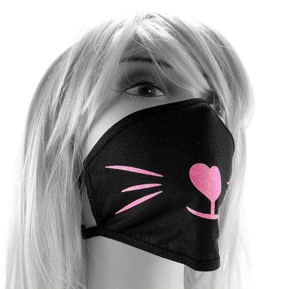 Ella Etc Kitty Love Glitter Cat Face Mask | Black Fashion Mask - Picture 6 of 6